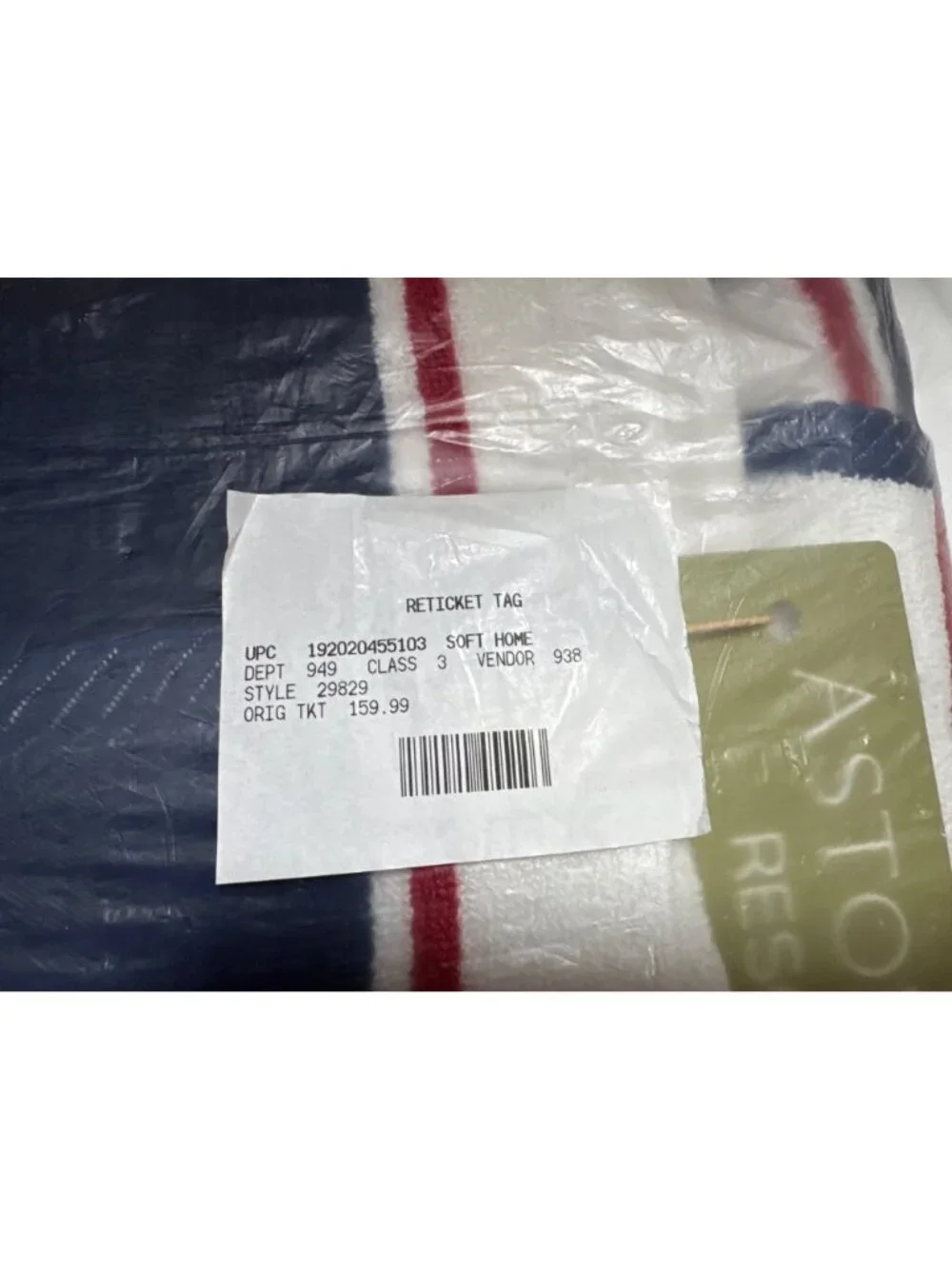 NWT Aston & Arden Luxurious Resort Towels Navy/Red Size 35